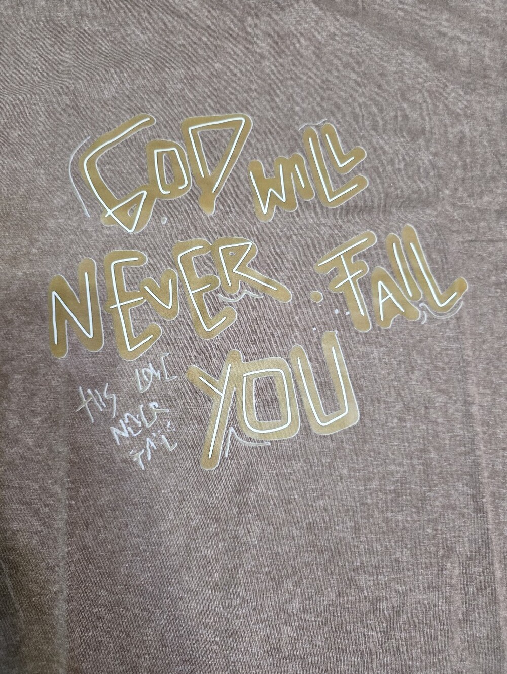 Aesthetic God Will Never Fail You Mineral Wash T-Shirt XL Brown Mocha Chocolate
